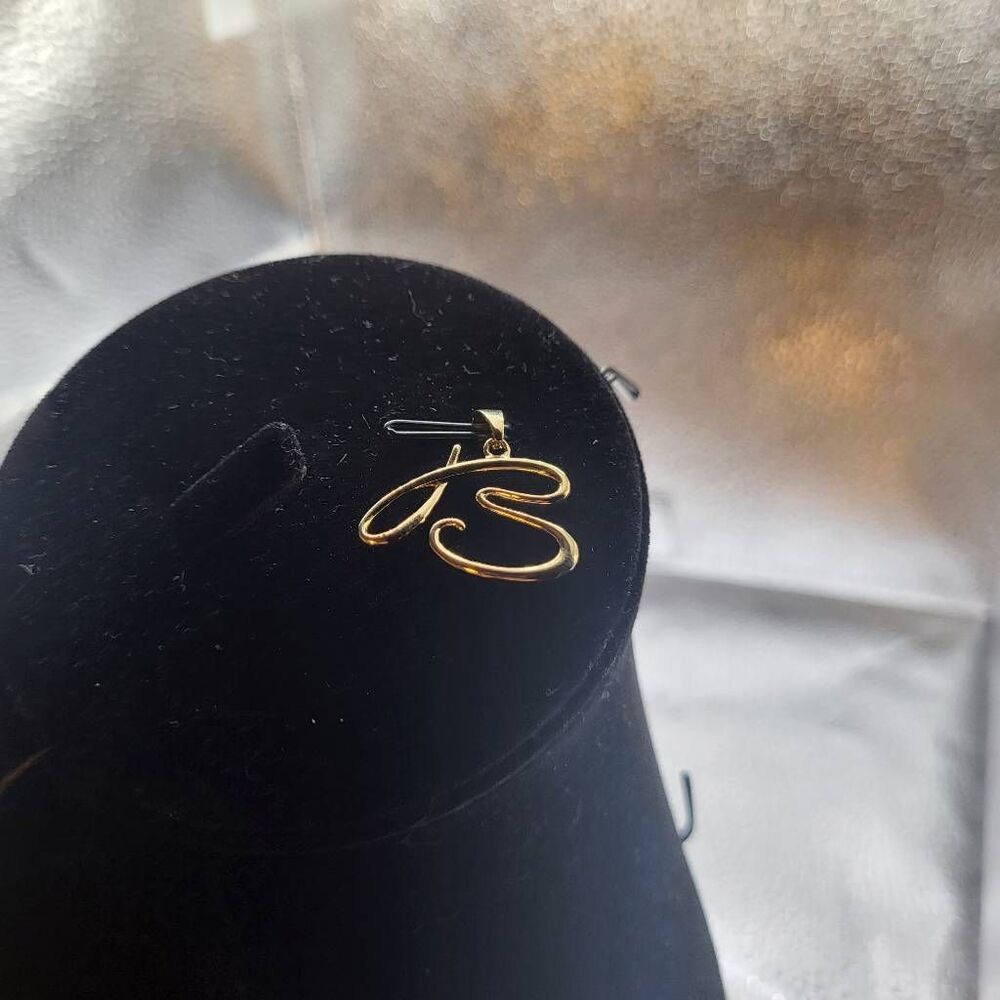 10k GP "B" Initial Pendant - sterling silver base